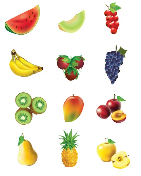 Set of fruits and vegetables — Stock Vector