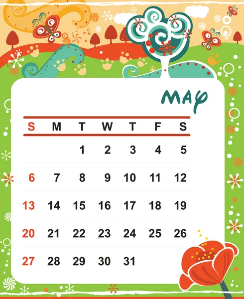Moldura decorativa para calendário - Maio — Vetor de Stock