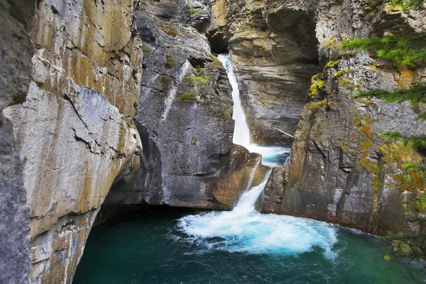 美丽瀑布与绿水 — 图库照片