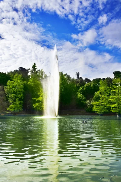 喷泉和湖 — 图库照片