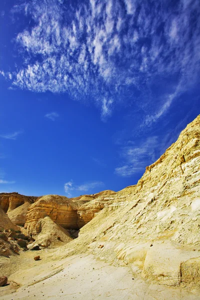 Yellow sandstone and the dark blue sky — Stock Photo, Image