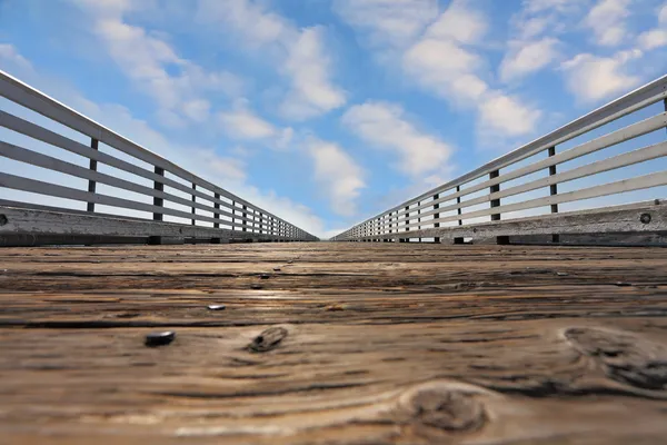 太平洋沿岸の手すりで木製の桟橋 — ストック写真