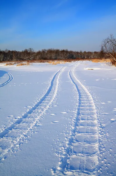 Camino de invierno a través del campo —  Fotos de Stock