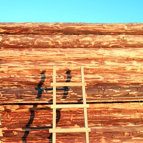 Wall of the new wooden building — Stock Photo, Image