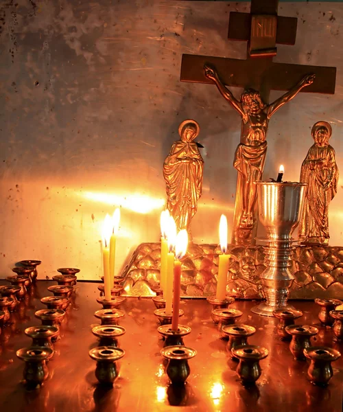 Candles in orthodox church — Stock Photo, Image