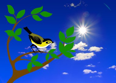 Bird on tree clipart