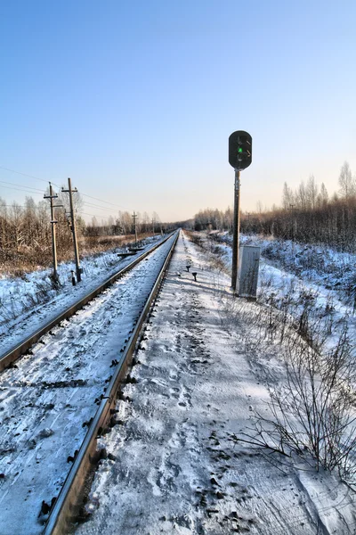 Demiryolu semafor. HDR — Stok fotoğraf