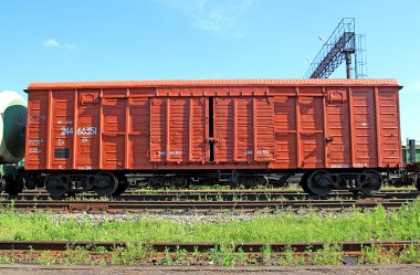 Red freight-car clipart