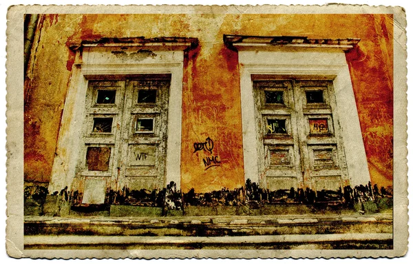 Antico edificio sulla vecchia fotografia — Foto Stock