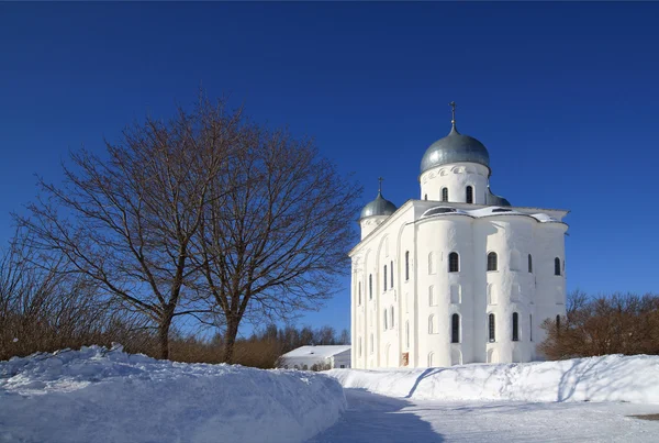 Christian orthodox male priory amongst snow — Stock Photo, Image