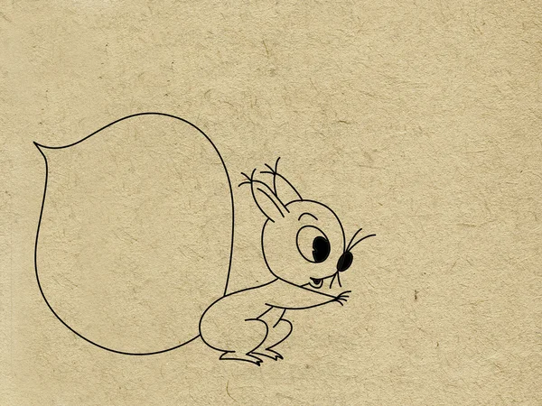 Desenho do esquilo em papel velho — Fotografia de Stock