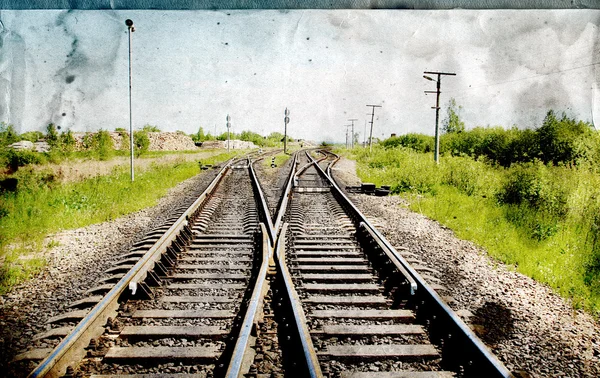 Järnväg på grunge bakgrund — Stockfoto