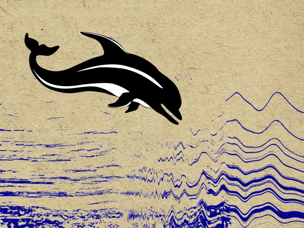 Zwarte dolfijn op grunge achtergrond — Stockfoto