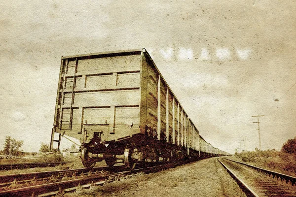 Σιδηροδρομική γραμμή σε φόντο grunge — Φωτογραφία Αρχείου