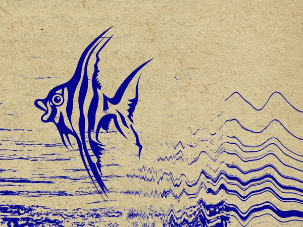 Grunge zemin üzerine mavi balık — Stok fotoğraf