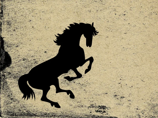 Svart häst på grunge bakgrund — Stockfoto