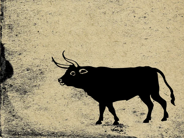 グランジ背景に牛 — ストック写真