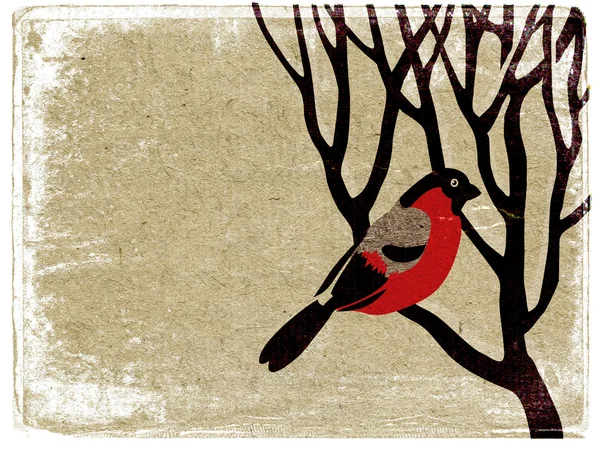 Grunge arka plan ağaç üzerinde şakrak kuşu — Stok fotoğraf