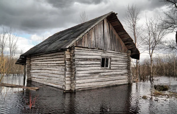 Old rural house in water — Stock Photo, Image