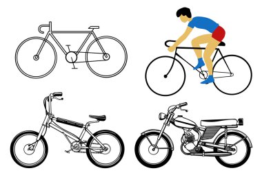 set bicycle on white background clipart