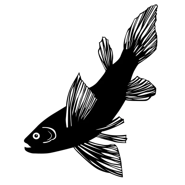 흰 배경에 있는 물고기의 실루엣 — 스톡 벡터