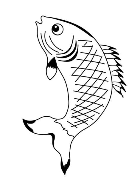 Силуэт рыбы на белом фоне — стоковый вектор