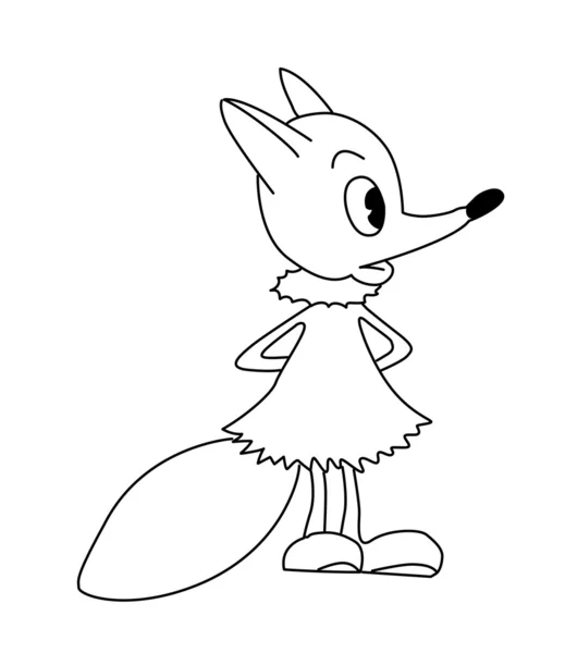 Dibujo del pequeño zorro sobre fondo blanco — Vector de stock