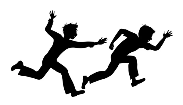 Deux courir garçon sur fond blanc — Image vectorielle