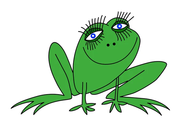 Grüner Frosch auf weißem Hintergrund — Stockvektor