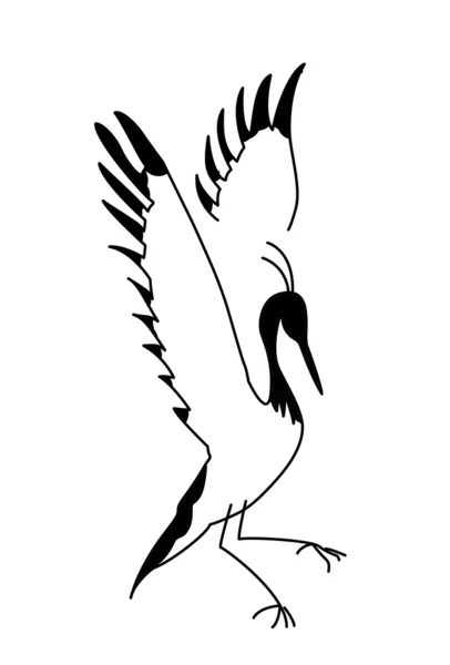 Silhouette crane on white background — Stock Vector