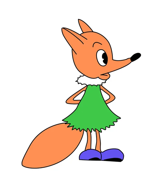 ベクトル白い背景の上の小さな狐の描画 — ストックベクタ