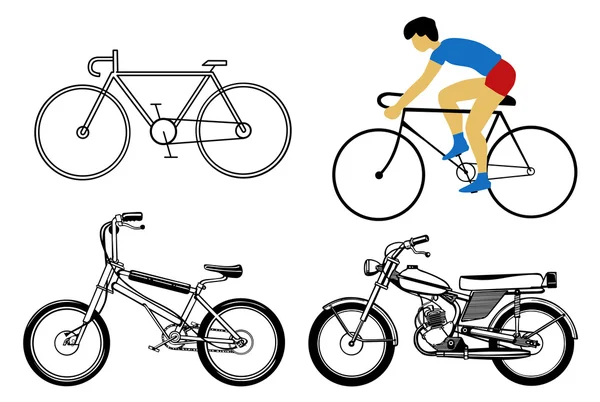 在白色背景上设置的自行车 — 图库矢量图片