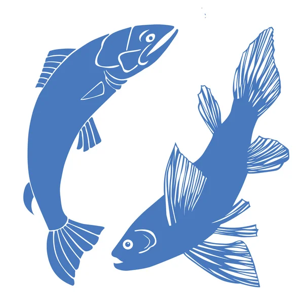Conjunto de peces sobre fondo blanco — Vector de stock