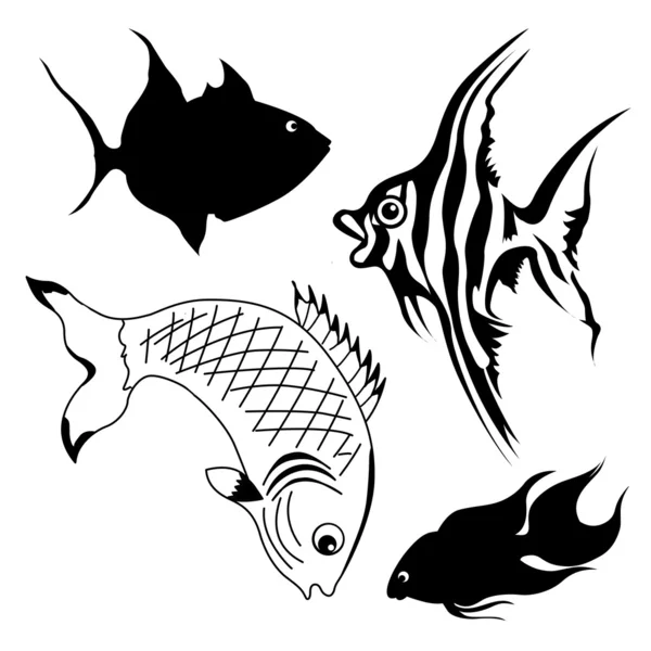 stock vector set of fish on white background