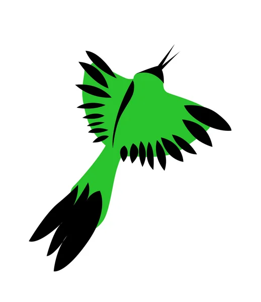 Pájaro verde sobre fondo blanco — Vector de stock