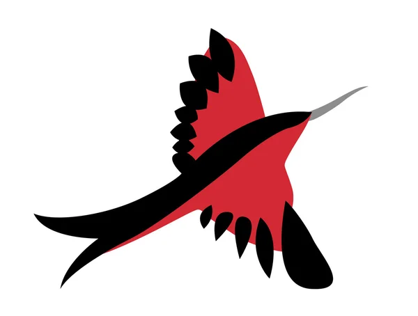 Roter Vogel auf weißem Hintergrund — Stockvektor