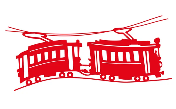 Tram rosso su sfondo bianco — Vettoriale Stock