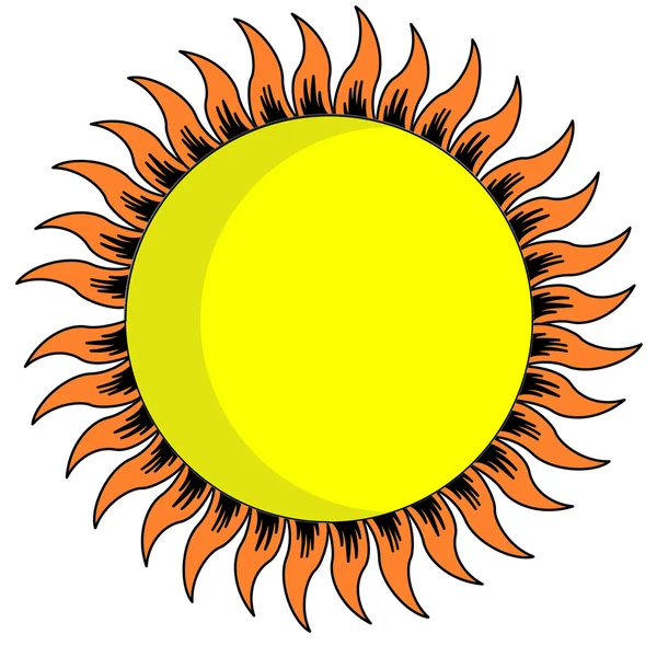 Žluté slunce na bílém pozadí — Stockový vektor