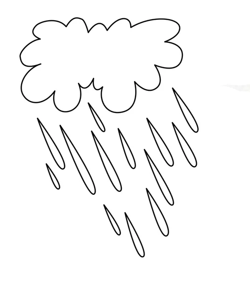 Déšť silueta na bílém pozadí, vektorové ilustrace — Stockový vektor