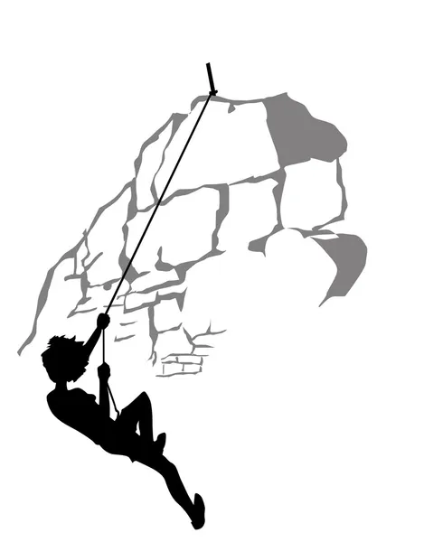 Climber silhouette on white background, vector illustration — Stock Vector