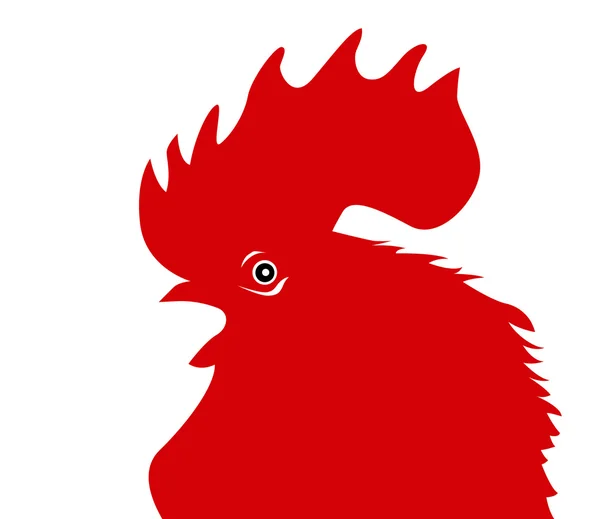 Red cock silhouette on white background, vector illustration — Stock Vector