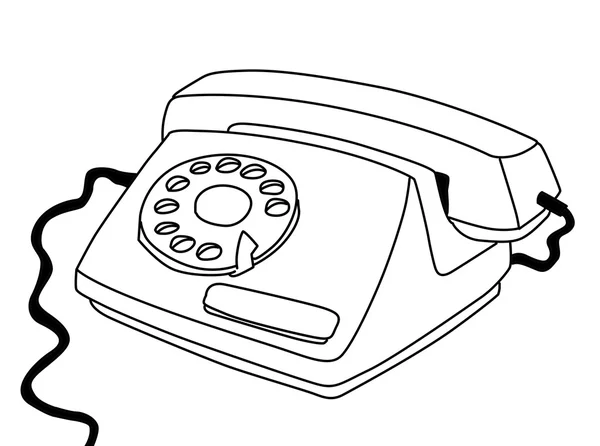Telefonzeichnung auf weißem Hintergrund, Vektorillustration — Stockvektor