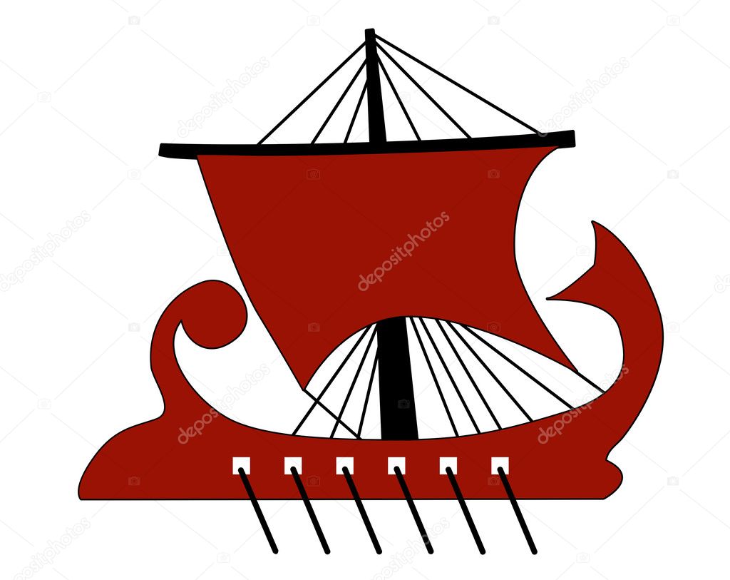 red galley on white background