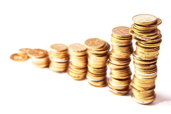 Stacks of golden coins — Stock Photo, Image