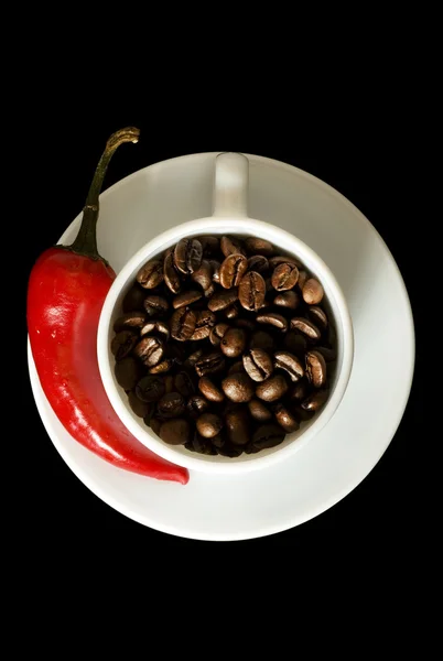Kawa i czerwony pieprz — Zdjęcie stockowe