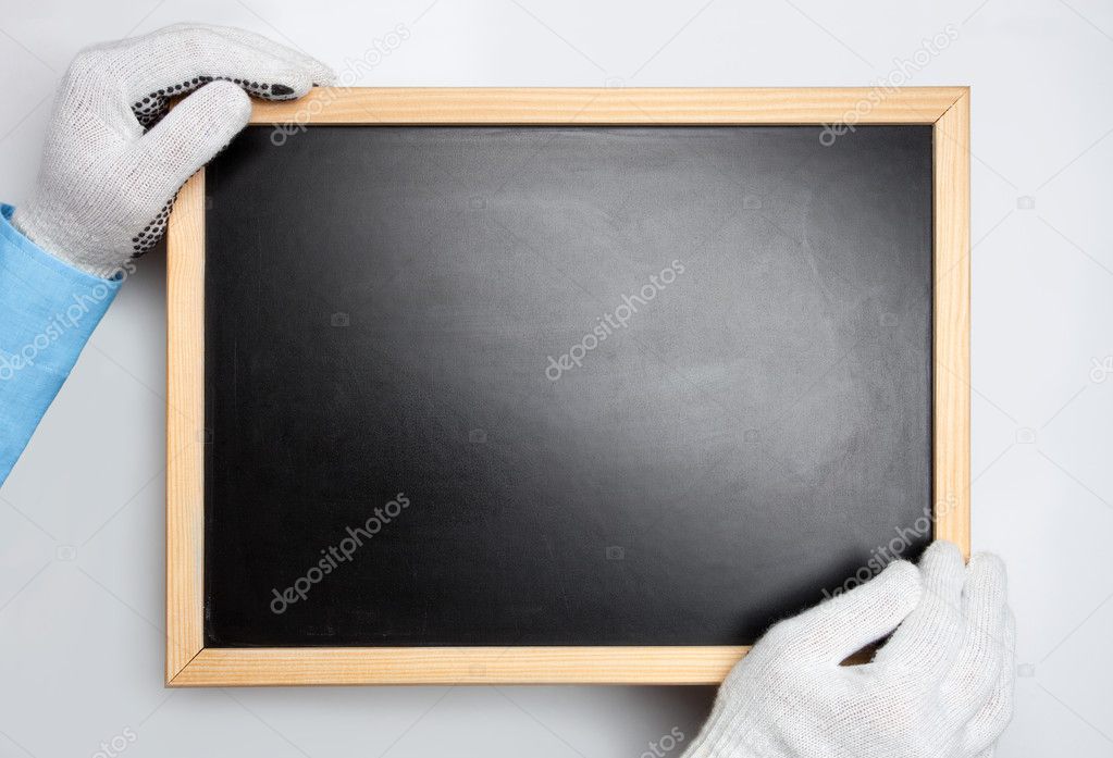 Holding a blackboard