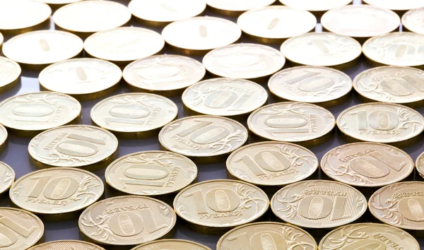 Monedas de fondo de diez rublos — Foto de Stock