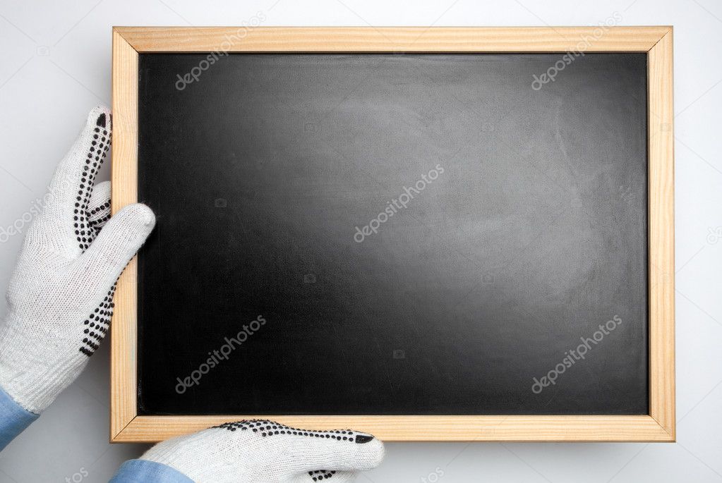Holding a blackboard