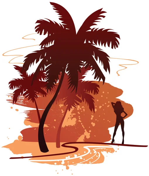 Sommerrückstand mit Palmen — Stockvektor