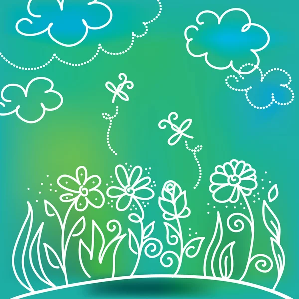 Karikatur Hintergrund mit Blumen — Stockvektor
